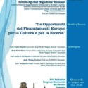  Work shop a Catanzaro su “Le opportunità dei Finanziamenti Europei per la Cultura e per la Ricerca”