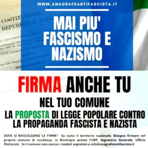 Bari: si potrà firmare entro il 31 marzo  la legge di iniziativa popolare contro la propaganda fascista e nazista