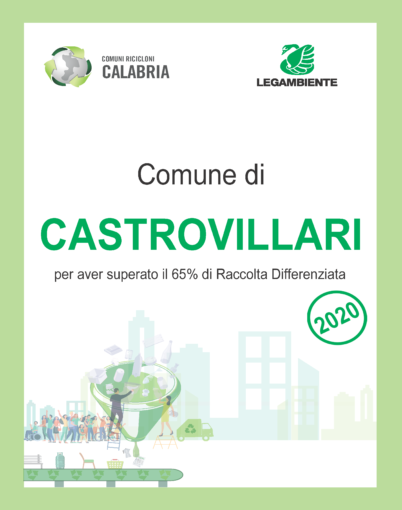Castrovillari riconosciuto nel dossier2020 di Legambiente tra i centri ricicloni in Calabria