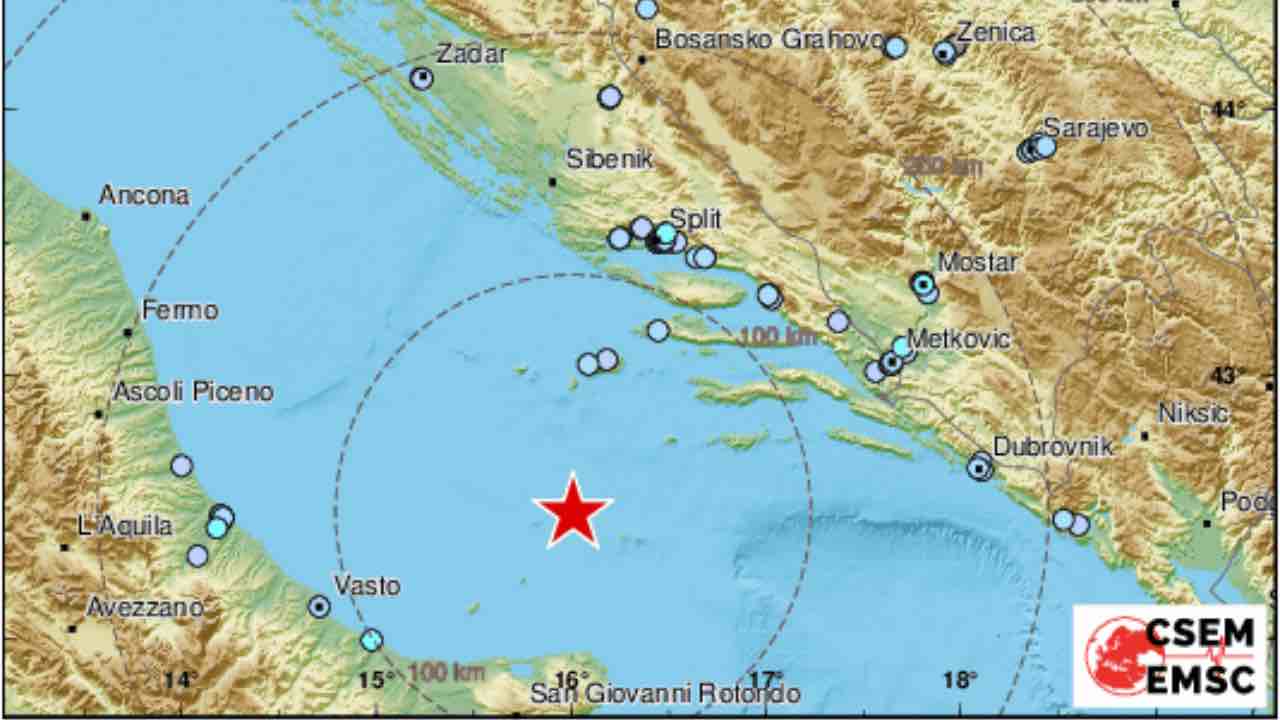 Violenta scossa di terremoto nel Mar Adriatico: avvertita nel centro-sud
