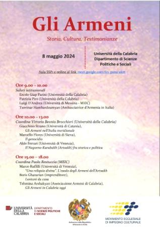 Convegno del MEIC all'UNICAL su "L'esodo degli armeni"